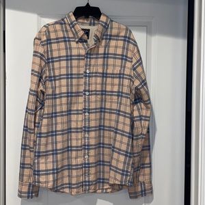 Peach and blue colored Abercrombie & Fitch flannel